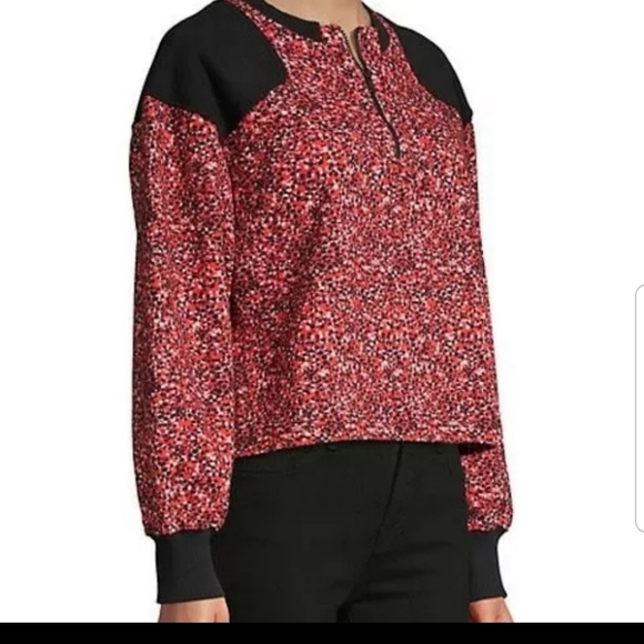 Rebecca Minkoff | Sara Ditsy Floral Sweater 1/4 zip - Picture 8 of 9